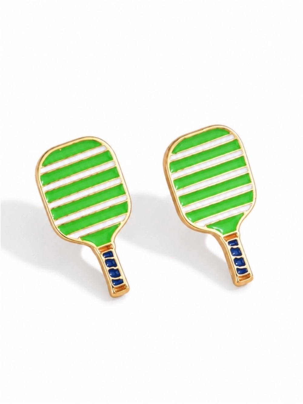 New! Preppy Striped Pickleball Post Earrings NWOT 2013